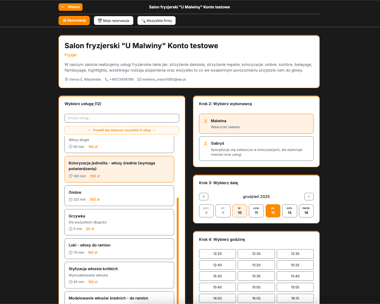 Strona rezerwacji - twój dedykowany link dla klientów